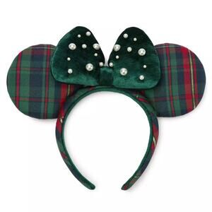 Minnie Mouse Holiday Plaid Ear Headband for Adults Disney Parks